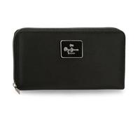 Pepe Jeans Christine Portefeuille noir 19,5 x 10 x 2 cm Polyester avec détails en cuir synthétique by Joumma Bags, Noir, Talla única, Portefeuille
