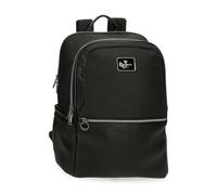 Pepe Jeans Christine Sac à Dos pour Ordinateur Portable 15,6 Pouces Noir 29 x 40 x 11 cm Polyester avec détails en Cuir synthétique 15,6 l by Joumma Bags, Noir, Talla única, Sac à Dos pour Ordinateur