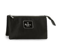 Pepe Jeans Christine Trousse Trois Compartiments Noire 17,5 x 9,5 x 2 cm Polyester avec détails en Cuir synthétique by Joumma Bags, Noir, Talla única, Trousse à Trois Compartiments