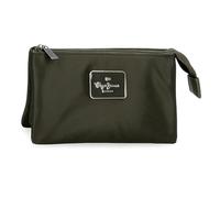 Pepe Jeans Christine Trousse Trois Compartiments Vert 17,5 x 9,5 x 2 cm Polyester avec détails en Cuir synthétique by Joumma Bags, Vert, Talla única, Trousse à Trois Compartiments