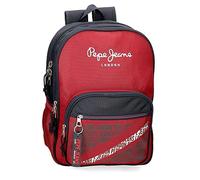 Pepe Jeans Clark Sac à Dos Scolaire Double Compartiment Adaptable sur Trolley Rouge 30x40x13 cms Polyester 15.6L