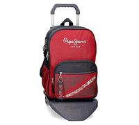 Pepe Jeans Clark Sac à Dos Scolaire Double Compartiment avec Trolley Rouge 30x40x12 cms Polyester 15,6L