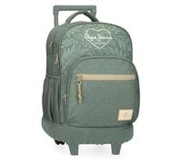 Pepe Jeans Sac à dos compact Coralie – 2 roues Vert Polyester 32x43x21 cm 28,9 L Taille unique