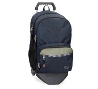 Pepe Jeans Cromwell Sac à dos scolaire double compartiment avec chariot Noir 33 x 46 x 15 cm Polyester 22,77L, Noir, Talla única, Sac à dos scolaire double compartiment avec chariot