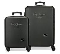 Pepe Jeans Cromwell Set de valises Noir 55/65 cm ABS Rigide Serrure latérale à combinaison 91L 7,54 kg 4 Roues bagage à main