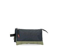 Pepe Jeans Cromwell Trousse Triple Noir 22x12x5 cm Polyester, Noir, Talla única, Trousse Triple