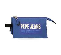 Pepe Jeans Darren Trousse Triple Bleu 22 x 12 x 5 cm Polyester, Bleu, Trousse Triple