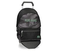 Pepe Jeans Davis Sac à Dos pour Ordinateur Portable Double Compartiment avec Chariot 15,6" Noir 31 x 44 x 15 cm Polyester 20,46 L