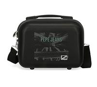 Pepe Jeans Davis Trousse de toilette adaptable avec bandoulière noire 29 x 21 x 15 cm rigide ABS 9,14 L