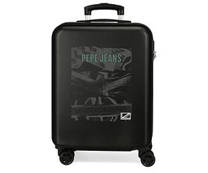 Pepe Jeans Davis Valise de cabine noire 38 x 55 x 20 cm rigide ABS Fermeture à combinaison latérale 35 2 kg 4 roues doubles bagage à main