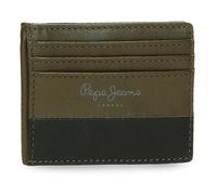 Pepe Jeans Double Portefeuilles et Porte-Monnaie en Cuir de Vachette, Noir, Kaki, Marine, différentes Tailles, Kaki, Talla única, Porte-Cartes