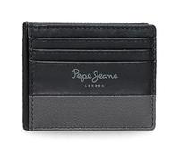 Pepe Jeans Double Portefeuilles et Porte-Monnaie en Cuir de Vachette, Noir, Kaki, Marine, différentes Tailles, Noir, Talla única, Porte-Cartes