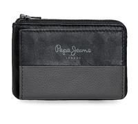 Pepe Jeans Double Portefeuilles et Porte-Monnaie en Cuir de Vachette, Noir, Kaki, Marine, différentes Tailles, Noir, Talla única, Porte-Cartes