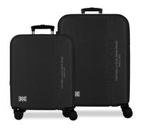 Pepe Jeans Edward Set de Valises Noir 55/68 cm Rigide ABS Serrure à Combinaison Intégrée 109L 6.08kg 4 Doubles Roues Extensible Bagage à Main par Joumma Bags