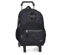 Pepe Jeans Eloise Sac à Dos Double Compartiment avec Trolley Ordinateur Portable 15,6 Pouces Noir 32x44x22 cm Polyester 30,98L by Joumma Bags