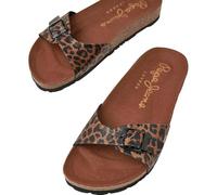 Pepe Jeans Femme OBAN Leopard Sandales Plates, Dark Brown, 38 EU