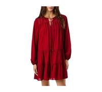 Pepe Jeans, Femme, Robes, Rouge, Taille: 36 FR Robe Rouge à Volants avec Manches Bouffantes