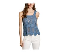 Pepe Jeans, Femme, Tops, Bleu, Taille: 40 FR Haut Bleu au Crochet pour l'Été