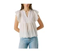 Pepe Jeans - Fluid Ruffle Shoulder Blouse - Femme - Blouses et Chemises - Blanc - Taille: 40 FR