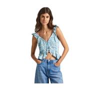 Pepe Jeans - Haut en Lin Floral avec Volants - Femme - Blouses et Chemises - Multicolore - Taille: 42 FR