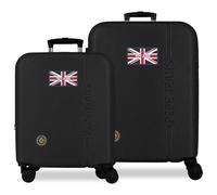 Pepe Jeans Henry Jeu de valises Noires 55/68 cm Rigide ABS Fermeture à Combinaison intégrée 109L 6,08 kg 4 Roues Doubles Extensible Bagage à Main by Joumma Bags