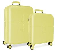 Pepe Jeans Highlight Jaune Set de Bagages 48x70x28 cm Rigide ABS Fermeture TSA Intégrée 116L 6.8 kg 4 Doubles Roues Bagage à Main par Joumma Bags
