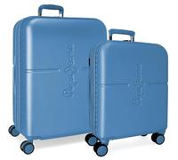 Pepe Jeans Highlight Set de Valises Blueon 48x70x28 cm Rigide ABS Fermeture TSA Intégrée 116L 6.8 kg 4 Doubles Roues Bagage à Main par Joumma Bags