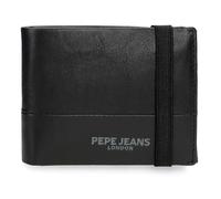 Pepe Jeans Ithaca Portefeuille avec Ruban élastique Noir 11,5 x 8,5 x 1 cm Cuir by Joumma Bags
