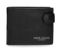 Pepe Jeans Ithaca Portefeuille Horizontal avec Fermeture à clic Noir 11 x 8,5 x 1 cm Cuir by Joumma Bags