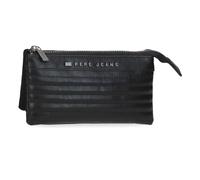 Pepe Jeans Biker Porte-Monnaie Trois Compartiments Noir 17,5 x 9,5 x 2 cm Polyester avec détails en Cuir synthétique by Joumma Bags, Noir, Talla única, Porte-Monnaie à Trois Compartiments