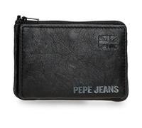 Pepe Jeans Joumma Bags Cortland Portefeuille en Cuir avec Compartiment pour Cartes Noir 11 x 7 x 1,5 cm