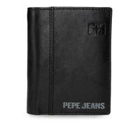Pepe Jeans Joumma Bags Cortland Portefeuille Vertical en Cuir Noir 8,5 x 10,5 x 1 cm