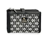 Pepe Jeans Lana Portefeuille avec Porte-Cartes Noir 14,5x9x2 cm Cuir Synthétique