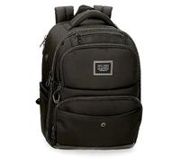 Pepe Jeans Leighton Sac à dos en polyester et détails en cuir synthétique, Noir (Schwarz), Talla única, Doppelter Rucksack