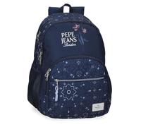 Pepe Jeans Lenay Sac à Dos Double Compartiment Adaptable au Chariot 10.5" Inches Marine 32x44x22 cm Polyester 30.98L par Joumma Bags