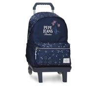 Pepe Jeans Lenay Sac à Dos Scolaire avec Chariot 15,6" Bleu Marine 31 x 44 x 17,5 cm Polyester 23,87 L by Joumma Bags