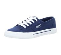 Pepe Jeans London Brady Basic W Baskets Femme à Coupe régulière en Cuir, Lavage Bleu