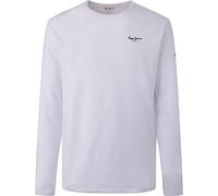 Pepe Jeans London Original Basic 3N Homme Slim Fit T-Shirt a Manches Longues, Coton Stretch col Rond avec Logo, Blanc