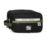 Pepe Jeans Luca Trousse de toilette Deux compartiments Adaptable Noir 26 x 16 x 12 cm Polyester, Noir, Trousse de toilette deux compartiments adaptable