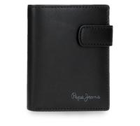 Pepe Jeans Luton Portefeuille Vertical avec Fermeture à clic Noir 8,5 x 10,5 x 1 cm Cuir by Joumma Bags