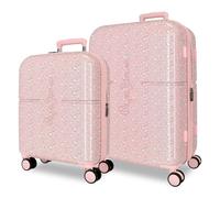 Pepe Jeans Mia Jeu de valises Rose Clair 48 x 70 x 28 cm Rigide ABS Fermeture TSA intégrée 104L 6,3 kg 4 Roues Doubles Bagage à Main by Joumma Bags