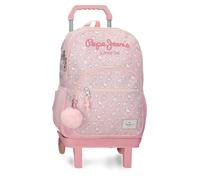 Pepe Jeans MIA Sac à Dos Scolaire Double Compartiment avec Chariot 15,6" Pouces Rose Clair 32 x 44 x 17 cm Polyester 31L by Joumma Bags