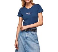 Pepe Jeans New Virginia T-shirt pour Femme Slim Fit Manches Courtes Bleu