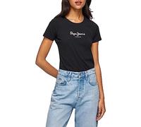 Pepe Jeans New Virginia T-shirt pour Femme Slim Fit Manches Courtes Noir
