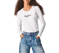 Pepe Jeans New Virginia T-shirt pour Femme Slim Fit Manches Longues Blanche