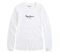 Pepe Jeans New Virginia T-shirt pour Femme Slim Fit Manches Longues Blanche