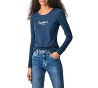 Pepe Jeans New Virginia T-shirt pour Femme Slim Fit Manches Longues Bleu