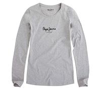 Pepe Jeans New Virginia T-shirt pour Femme Slim Fit Manches Longues Gris