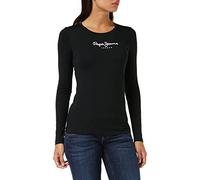 Pepe Jeans New Virginia T-shirt pour Femme Slim Fit Manches Longues Noir