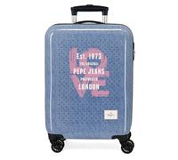 Pepe Jeans Noni Denim, Valise Cabine, Trousse de Toilette, fabriquée en ABS, Un matériau résistant et léger, Quatre Roues Doubles à Rotation multidirectionnelle, Fermeture TSA pour Voyager en Toute